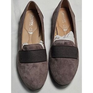 Geox Respira D Charlene J Dove Grey Goat Suede Loafer Flats Women's 6 Italian